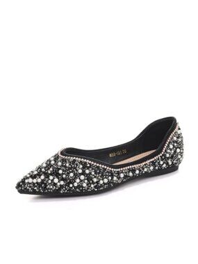 Crystal Ballet Flats Sparkly Pointed Toe Comfort Wedding Dressy Shoes
